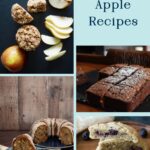 Best Apple recipes header image. Four photographs of different recipes including muffins, brownies, cake and scones.