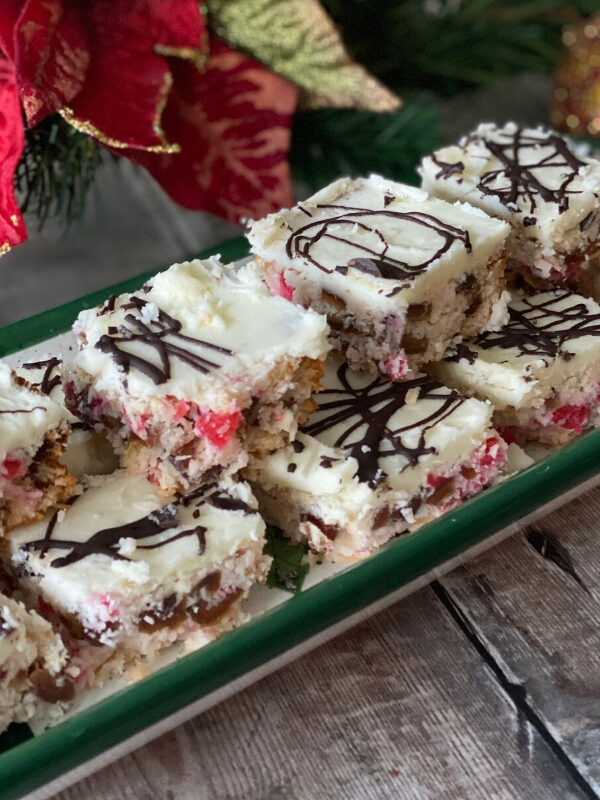 Coconut Date and Cherry Christmas Squares