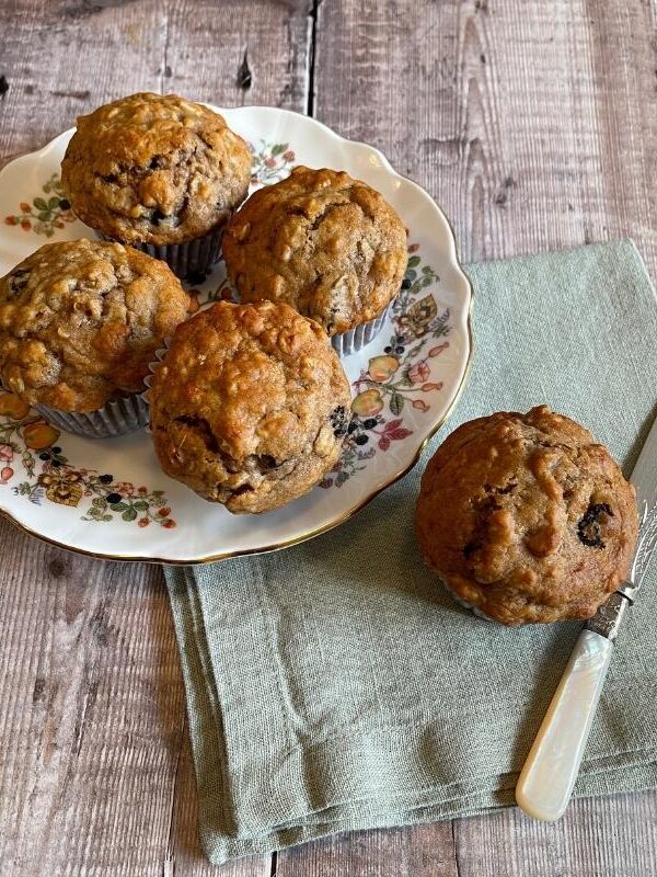 Banana Oatmeal Muffins on a serving plate