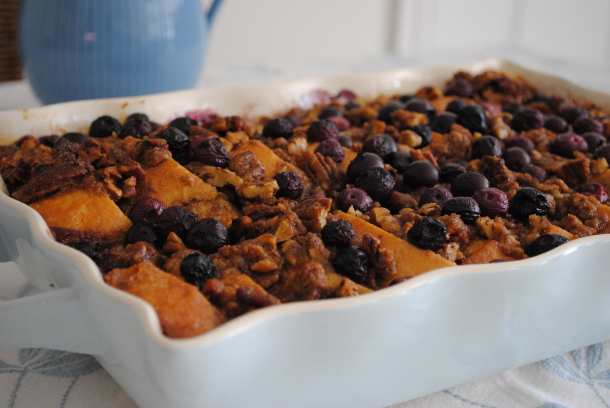 Blueberry Bread and Butter Pudding