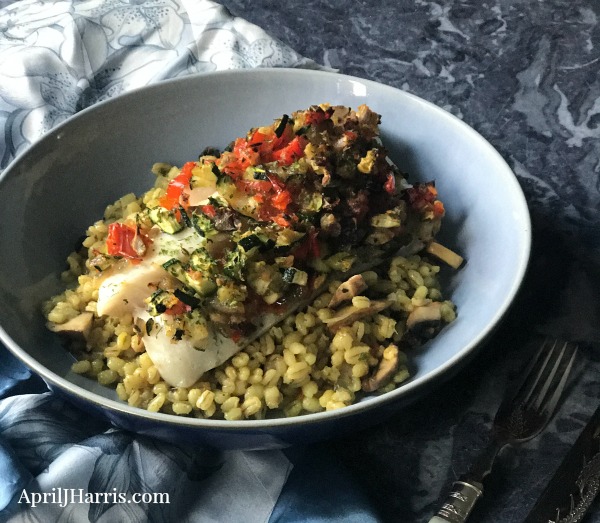 Baked Cod with A Sauteed Veggie Topping - an easy to make dish that's bursting with fresh flavours