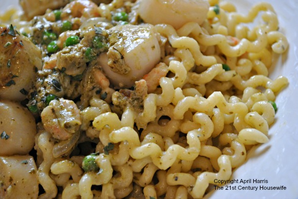 Shrimp and Scallop pasta served