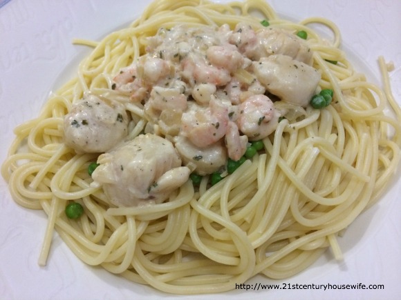 Scallop and Shrimp Spaghetti Parmesan