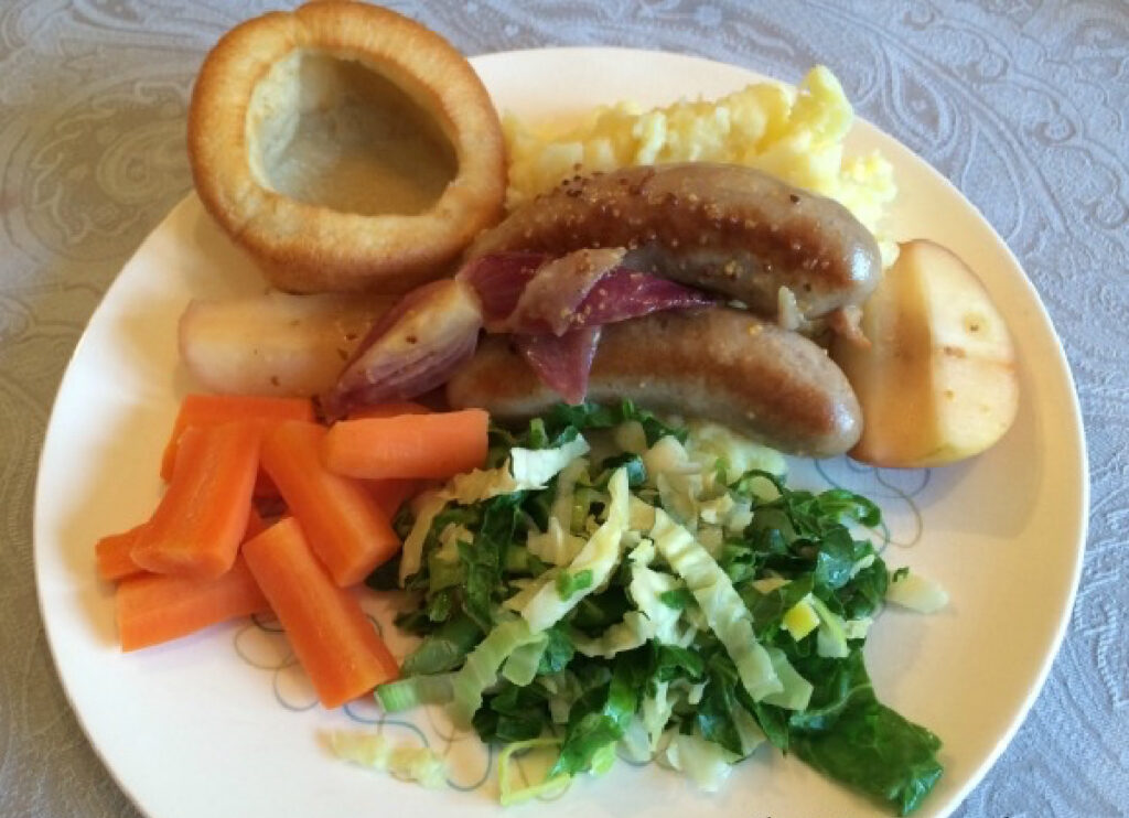 Sausage and Apple One Pot served on a plate