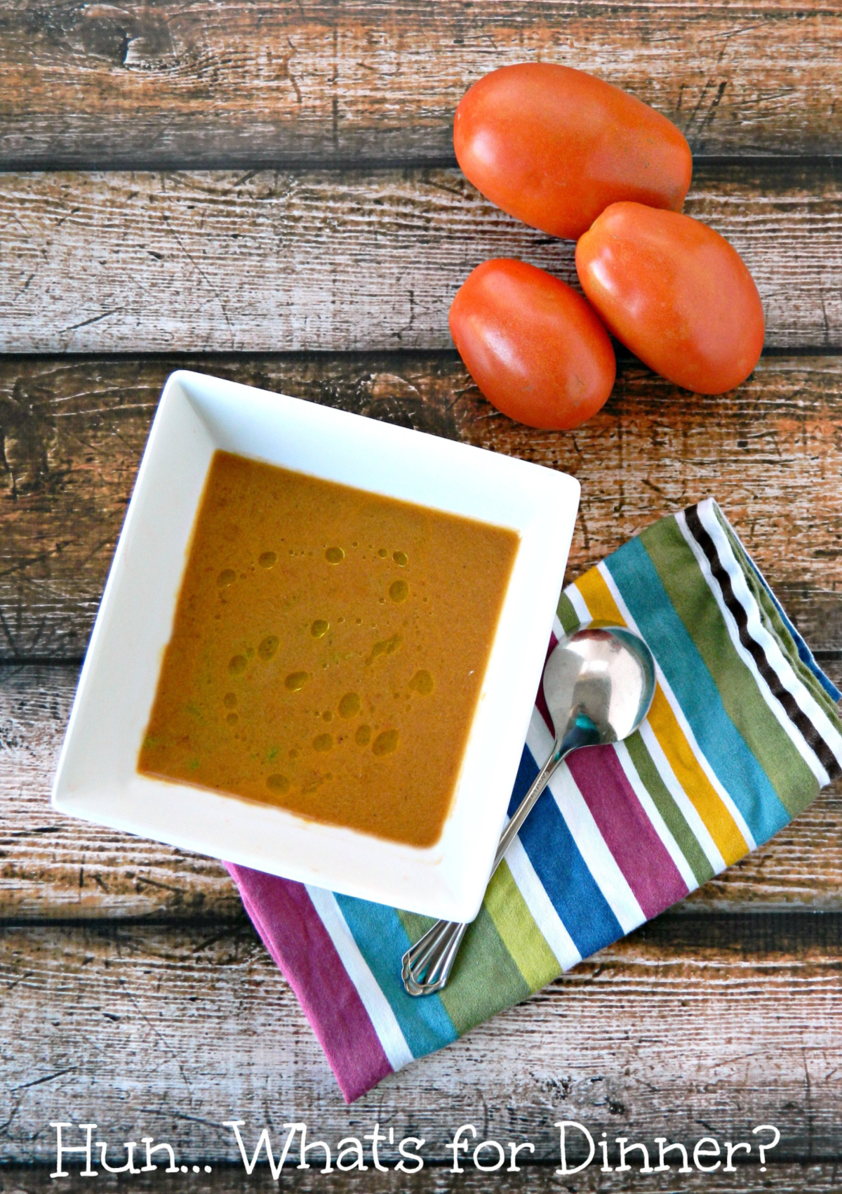 Creamy Roast Tomato Soup served in a white bowl