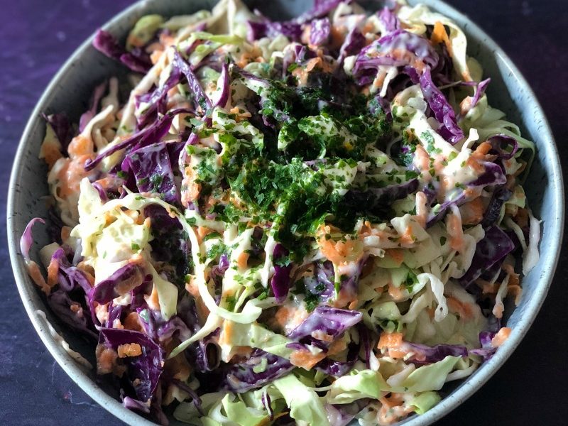 Grandma's Homemade Coleslaw is an easy family recipe, chock full of healthy veggies in a creamy dressing.
