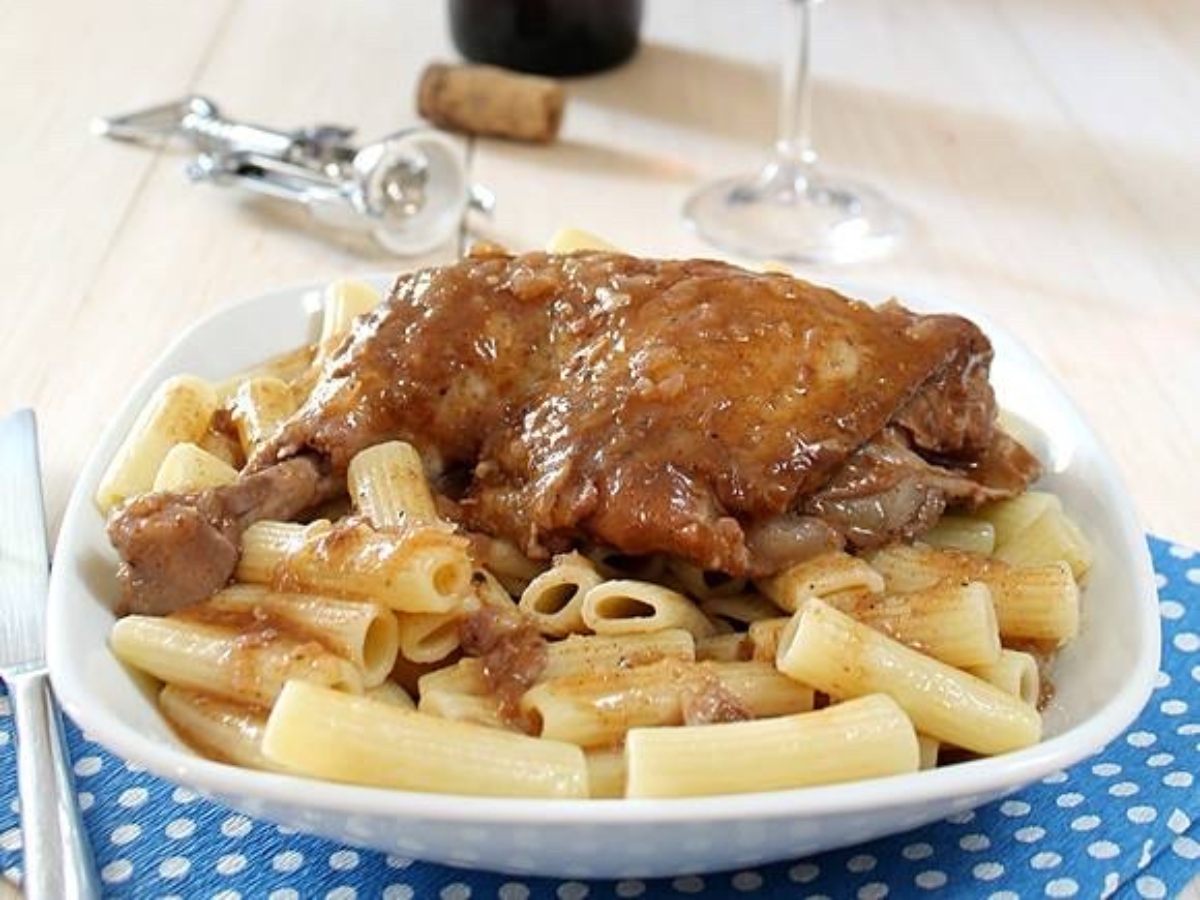 Pastitsada - a traditional Greek stew served over pasta