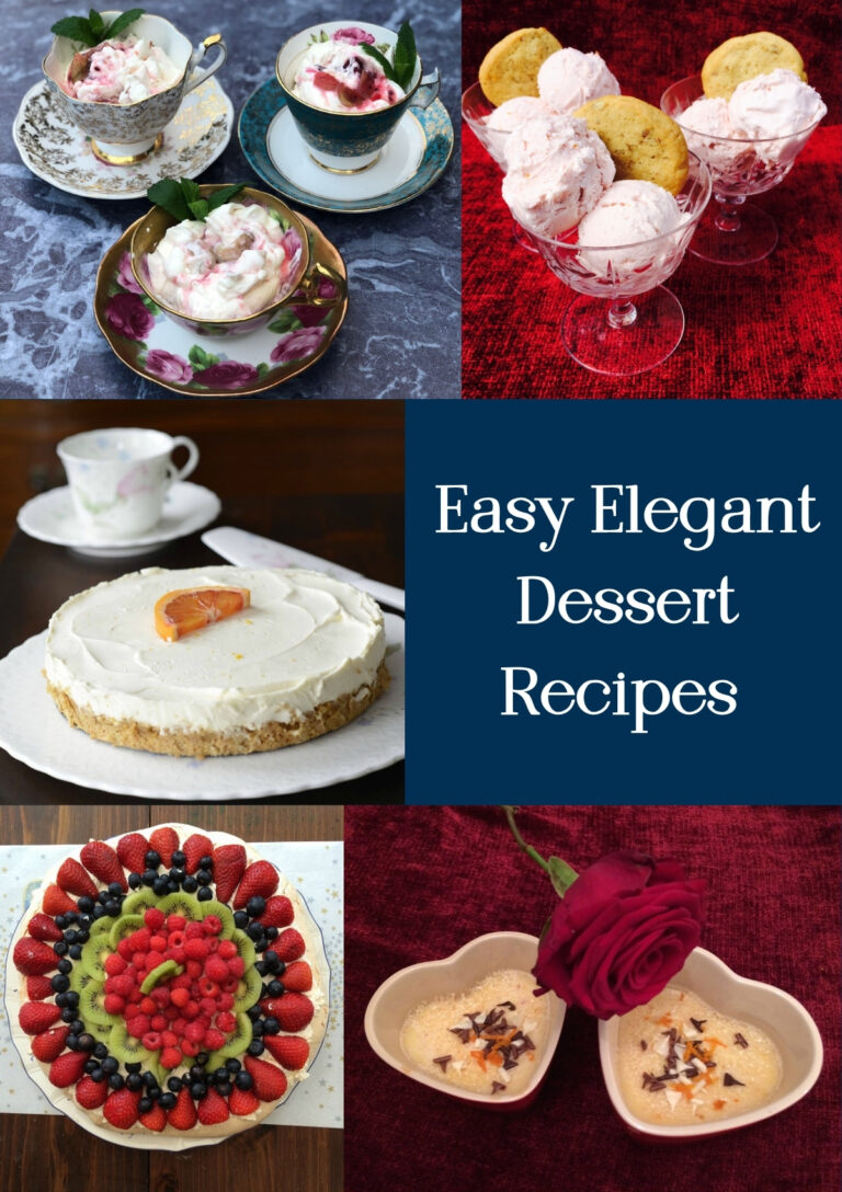 A selection of Easy Elegant Dessert Recipes including cheesecakes, fruit desserts and more
