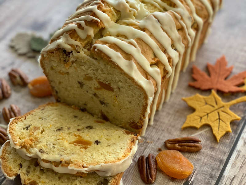 Apricot Pecan Quick Bread sliced and served