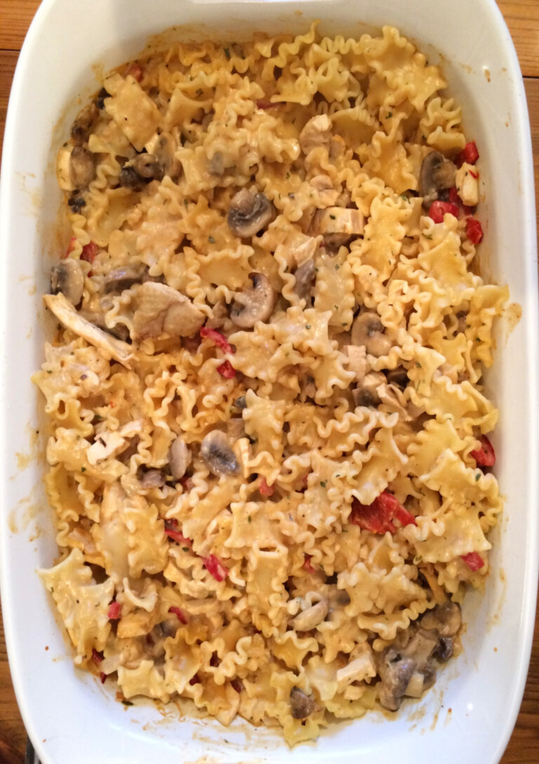 Chicken Stroganoff in a Casserole Dish
