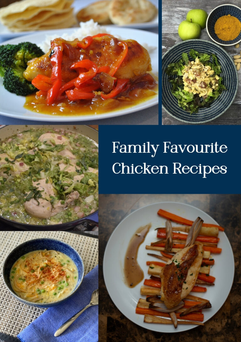 Header image including a selection of photographs of recipes made with chicken