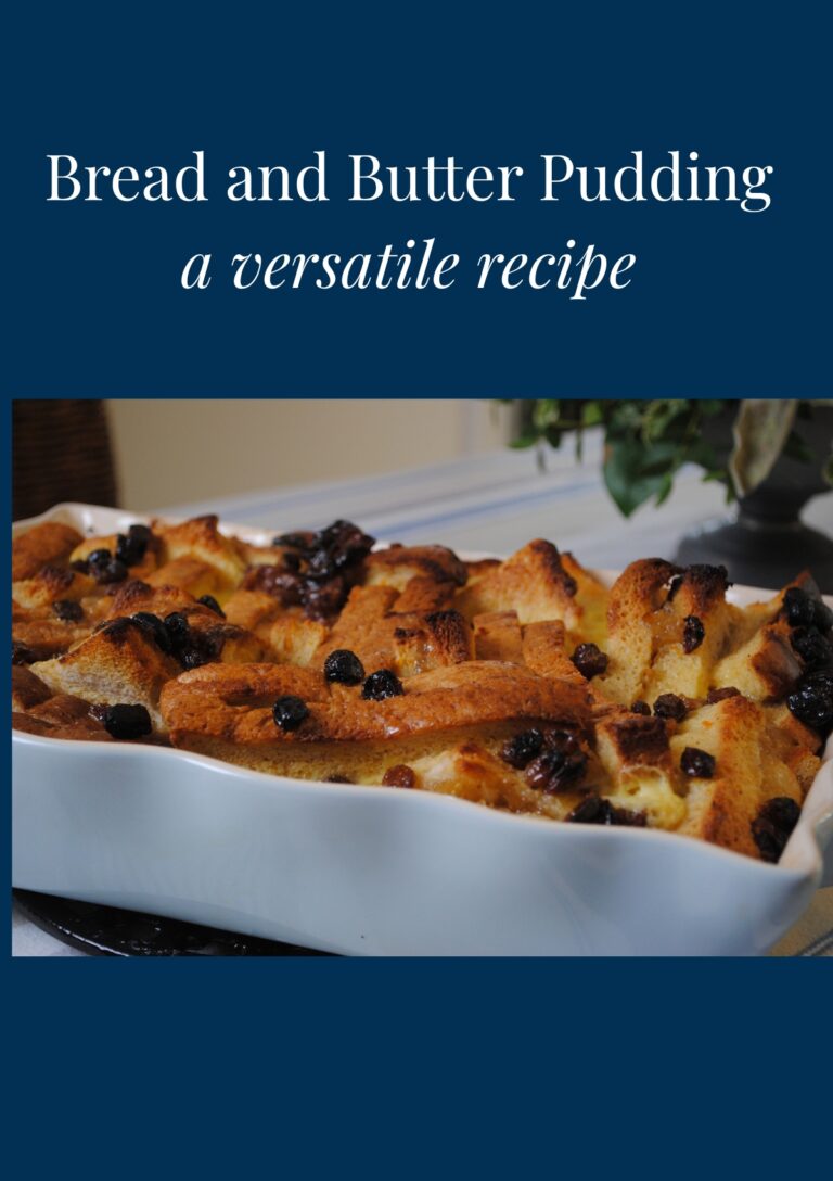 A dish of Bread and Butter Pudding ready to serve