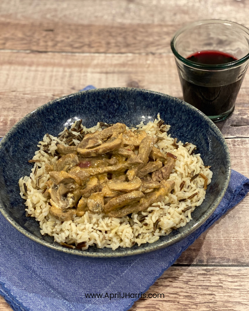 Quick and Easy Beef Stroganoff served