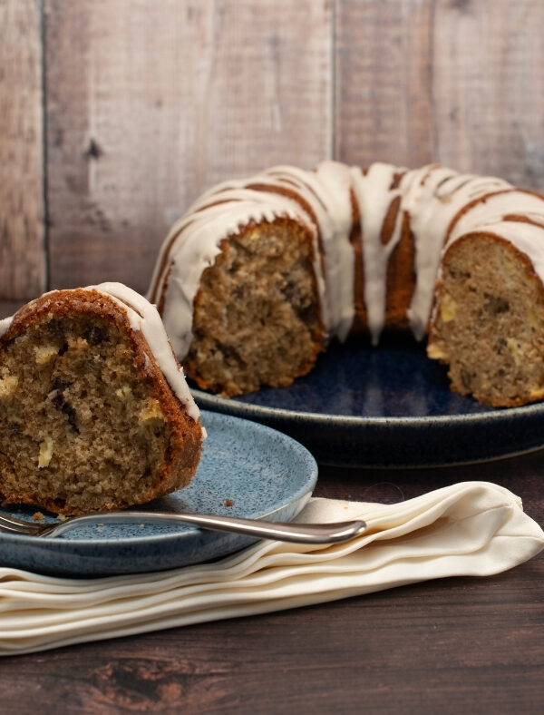My easy warmly spiced Apple Pecan Cake with Maple Glaze is the perfect cake to have on hand for an everyday treat.