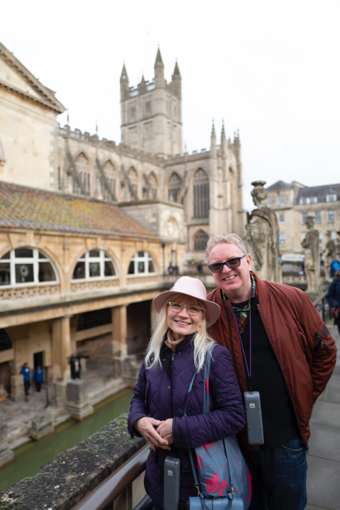April and Guy Harris at the Roman Baths during a visit to Bath Christmas Market