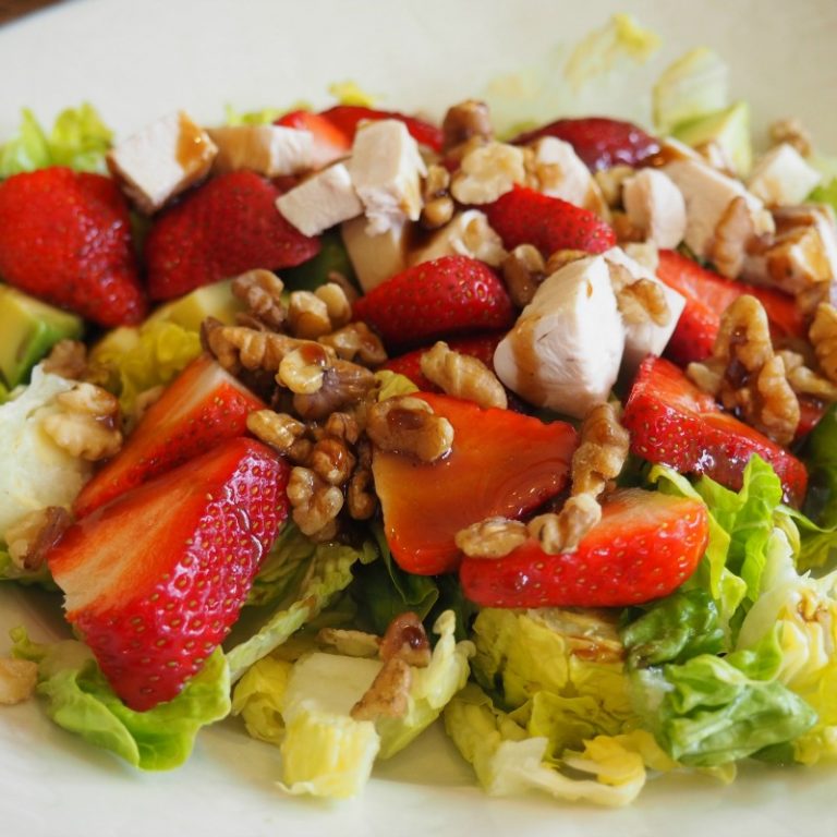 Strawberry and Walnut Salad with Walnut Balsamic Vinaigrette