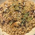 Prepared Mushroom Orzotto in a 26 cm Le Creuset Casserole pan