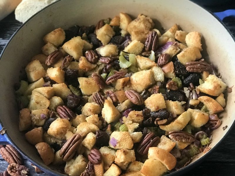 You will love this wonderfully Easy Thanksgiving Stuffing Recipe, chock full of crisp celery, plump dried apricots and crunchy pecans.