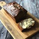Nigella's Italian Breakfast Banana Bread sliced on a bread board