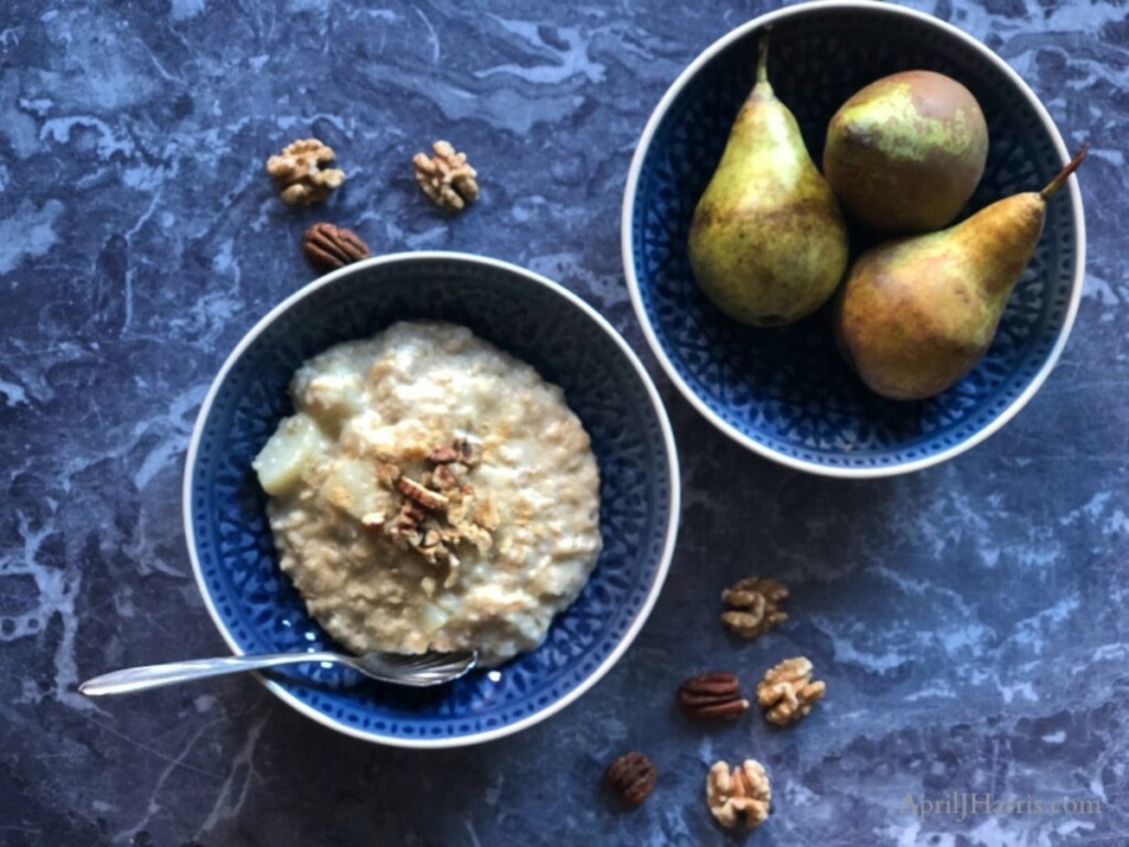 Easy Vegetarian Recipes - Pear Walnut and Ginger Oatmeal