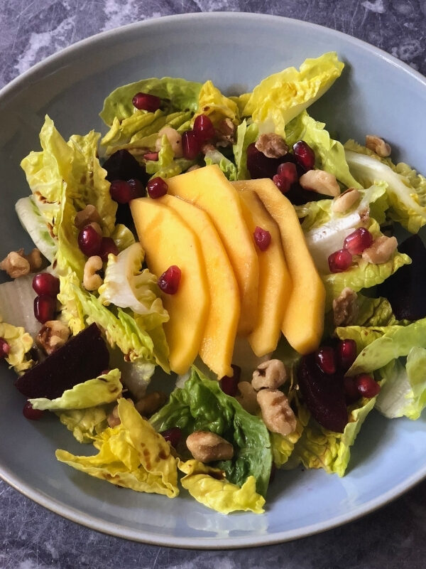Beet and Mango Salad with Walnuts is an appetizer salad featuring a gorgeous fusion of savoury and sweet flavours