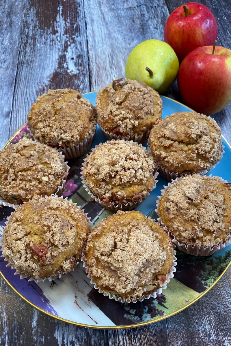 Apple Pear and Pecan Streusel Muffins