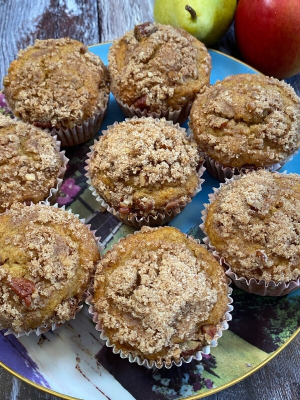 Apple Pear and Pecan Streusel Muffins