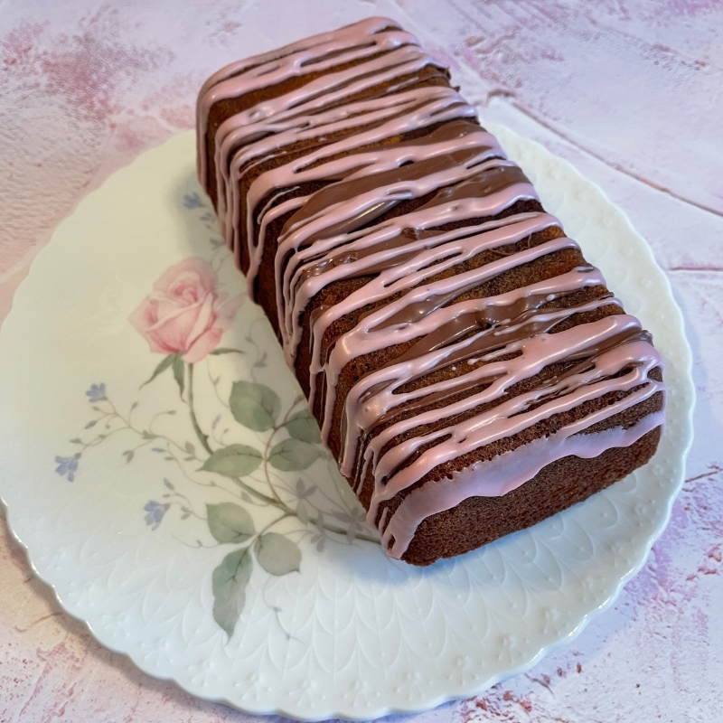 Chocolate Orange Marble Cake on a serving plate