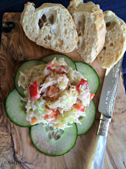 Easy Crab Pate served on cucumber slices
