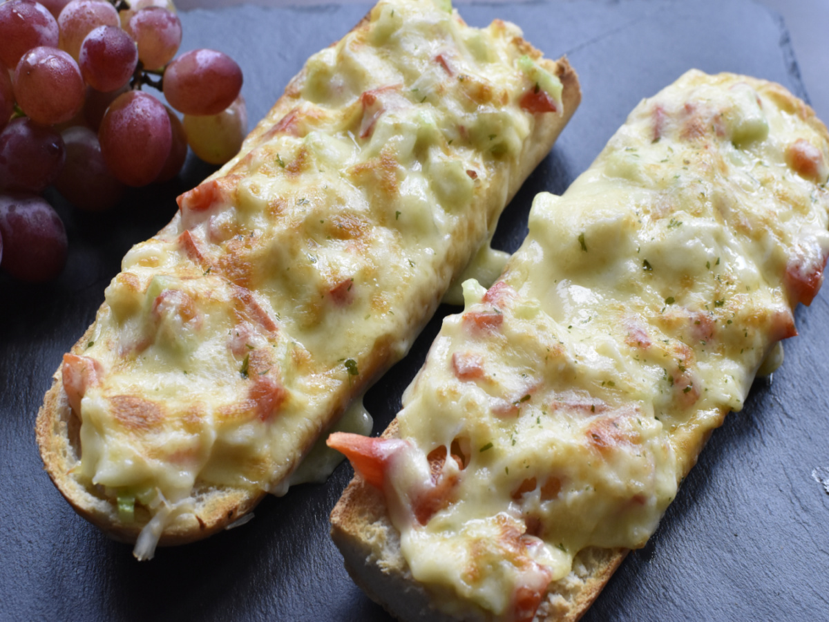 Easy Crab Melts served with grapes