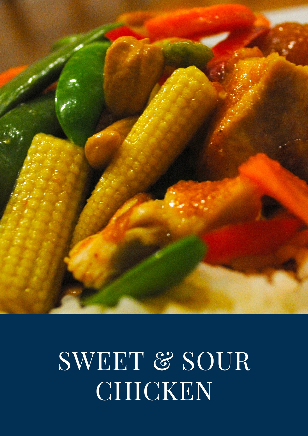 Healthier Sweet and Sour Chicken recipe served on a bed of rice