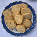 Peanut Butter and Honey Cookies served on a Blue Willow plate