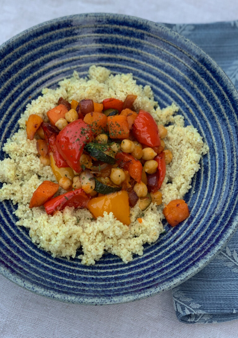 Easy Vegetable Tagine served over couscous