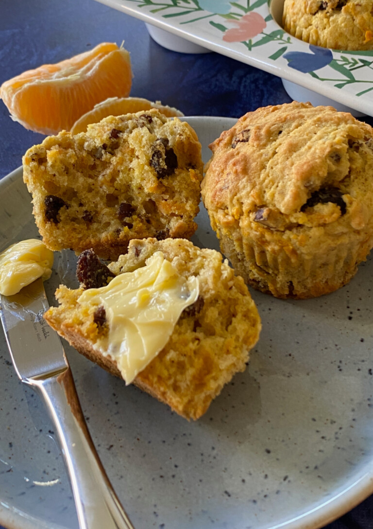 Oat Bran Muffins served on a plate