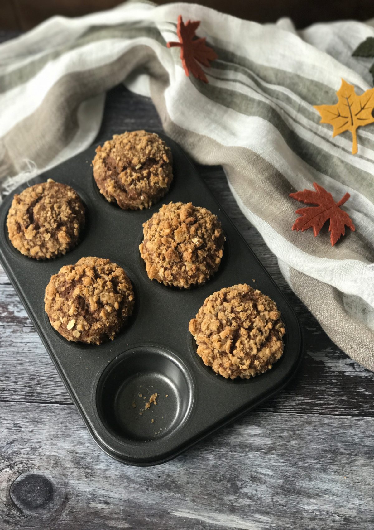 Pumpkin Gingerbread Muffins in a muffin tin