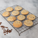 Old Fashioned Chocolate Chip Cookies cooking on a wire rack