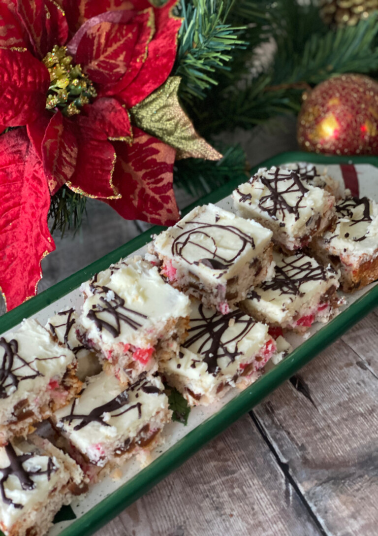 Gluten Free Christmas squares served on a plate