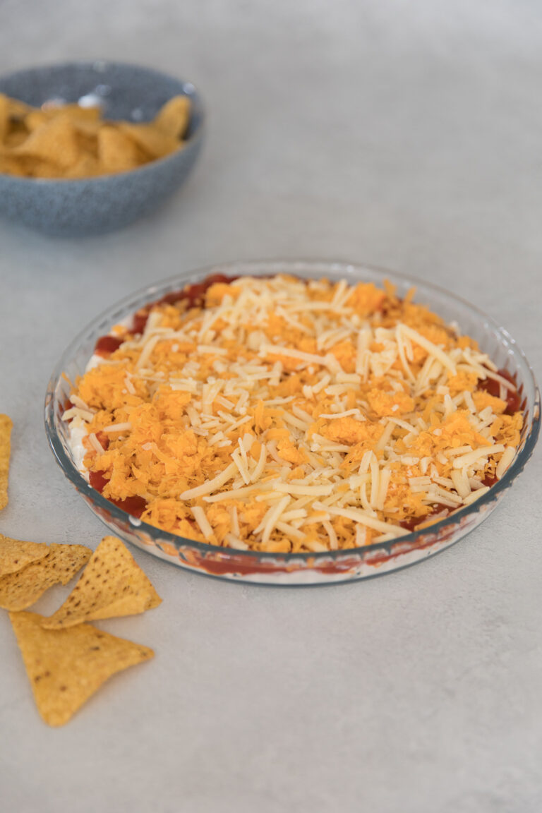Easy Nacho Dip served