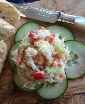 Easy Crab Pate served on a board