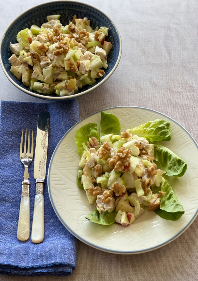 Waldorf salad served on a plate