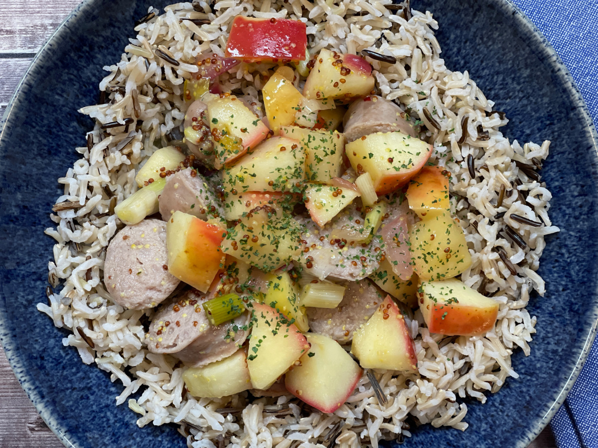 Wild Rice Salad with Sausages and Apples