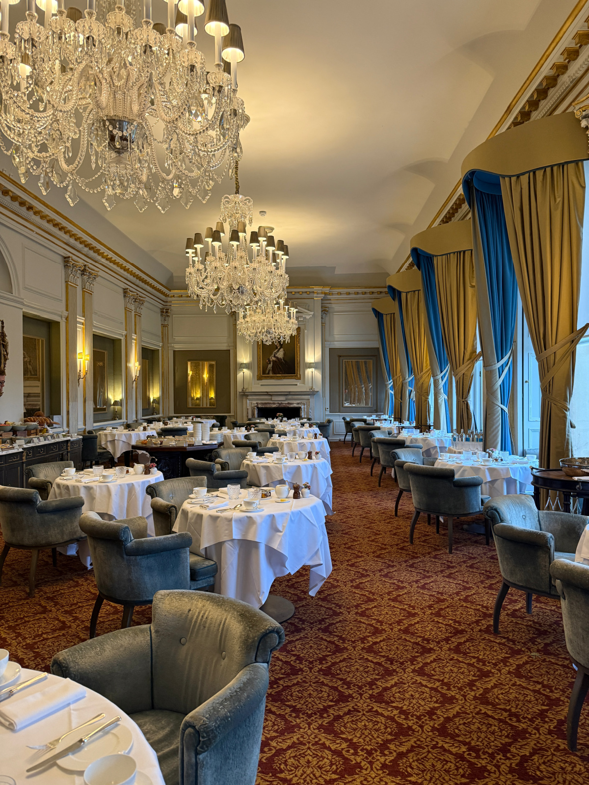 The main dining room at Cliveden House, pictured ready for the breakfast service