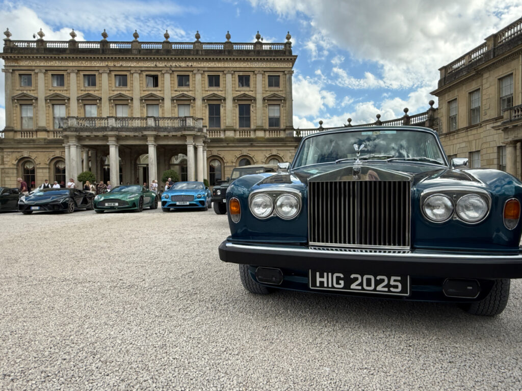 Guy and April Harris' Rolls Royce Silver Shadow II pictured in front of Cliveden House Hotel