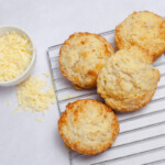 Cheese scones on a wire rack