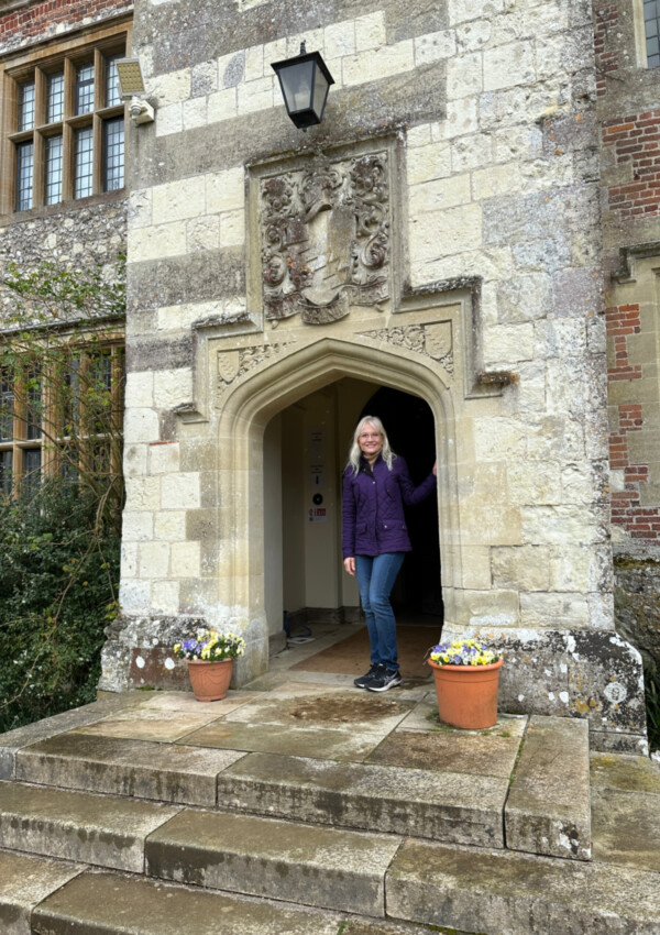 April Harris in the doorway of Chawton House