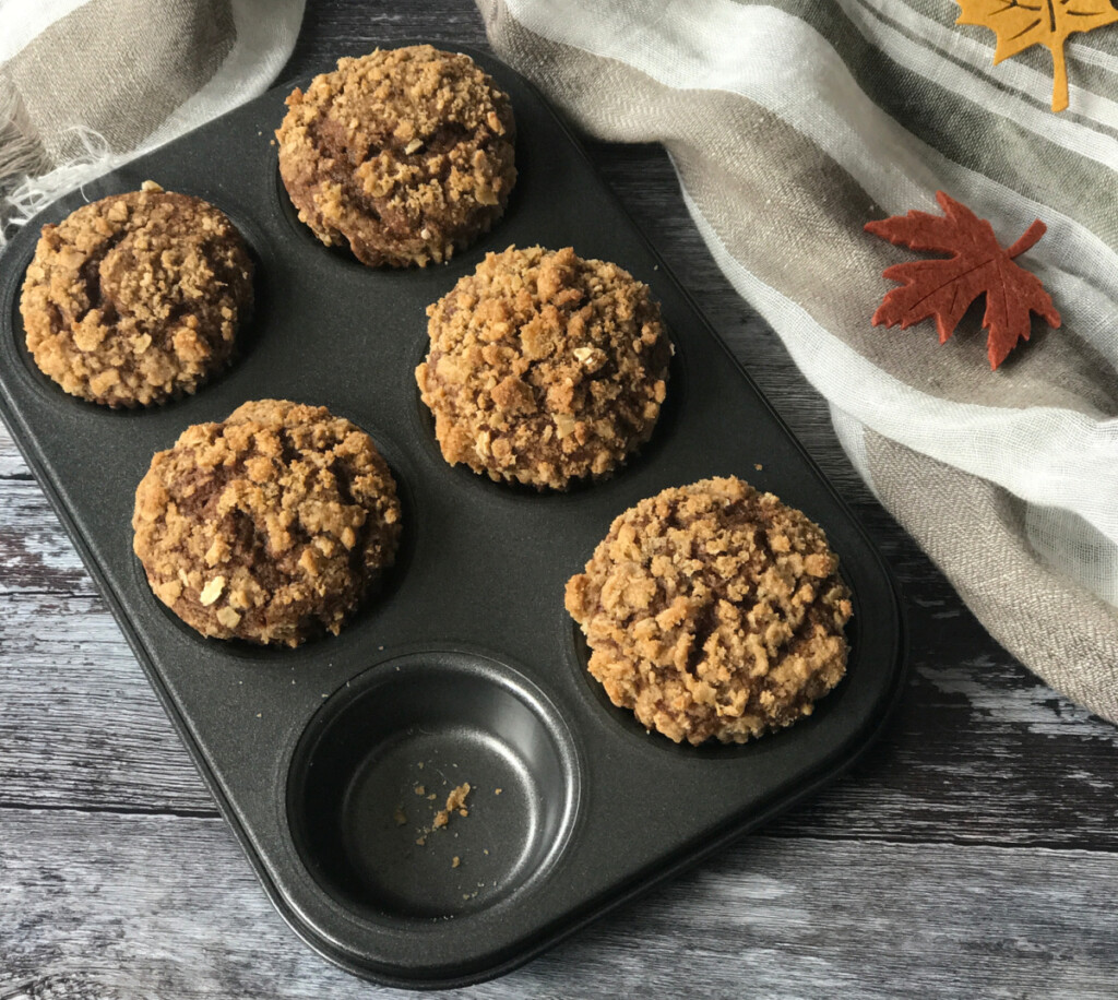 Pumpkin Gingerbread Muffins in a muffin tin