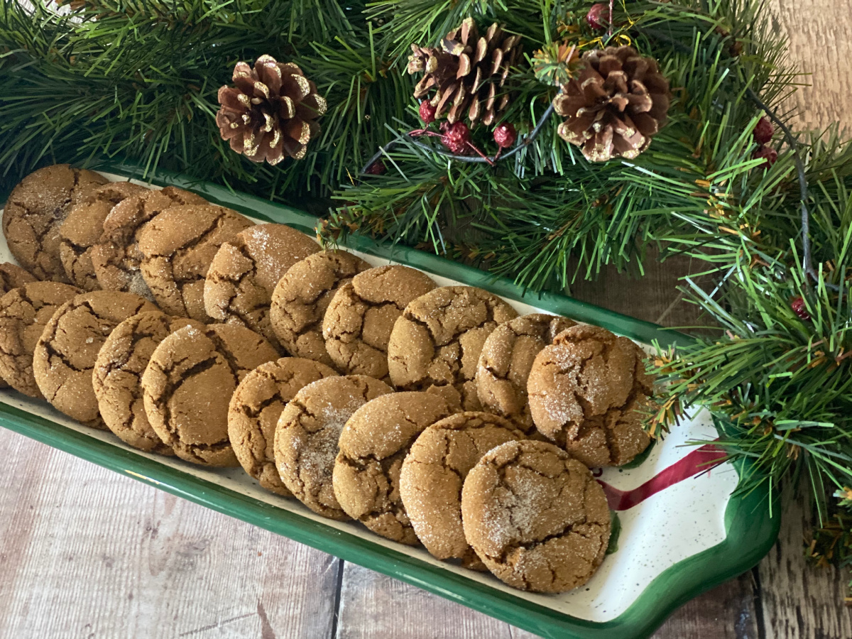 Orange Gingerbread Cookies on a plate at the December 2023 edition of the Hearth and Soul Link Party