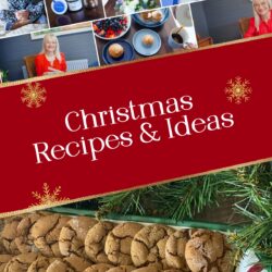 Christmas Recipes and Ideas header image - a collage of photographs of April J Harris along with a photograph of some Christmas cookies