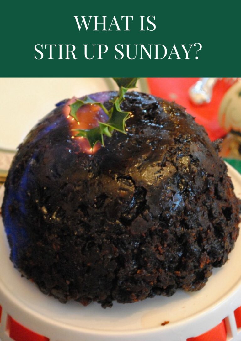 A photo of a Christmas pudding set alight with the text What is Stir Up Sunday?