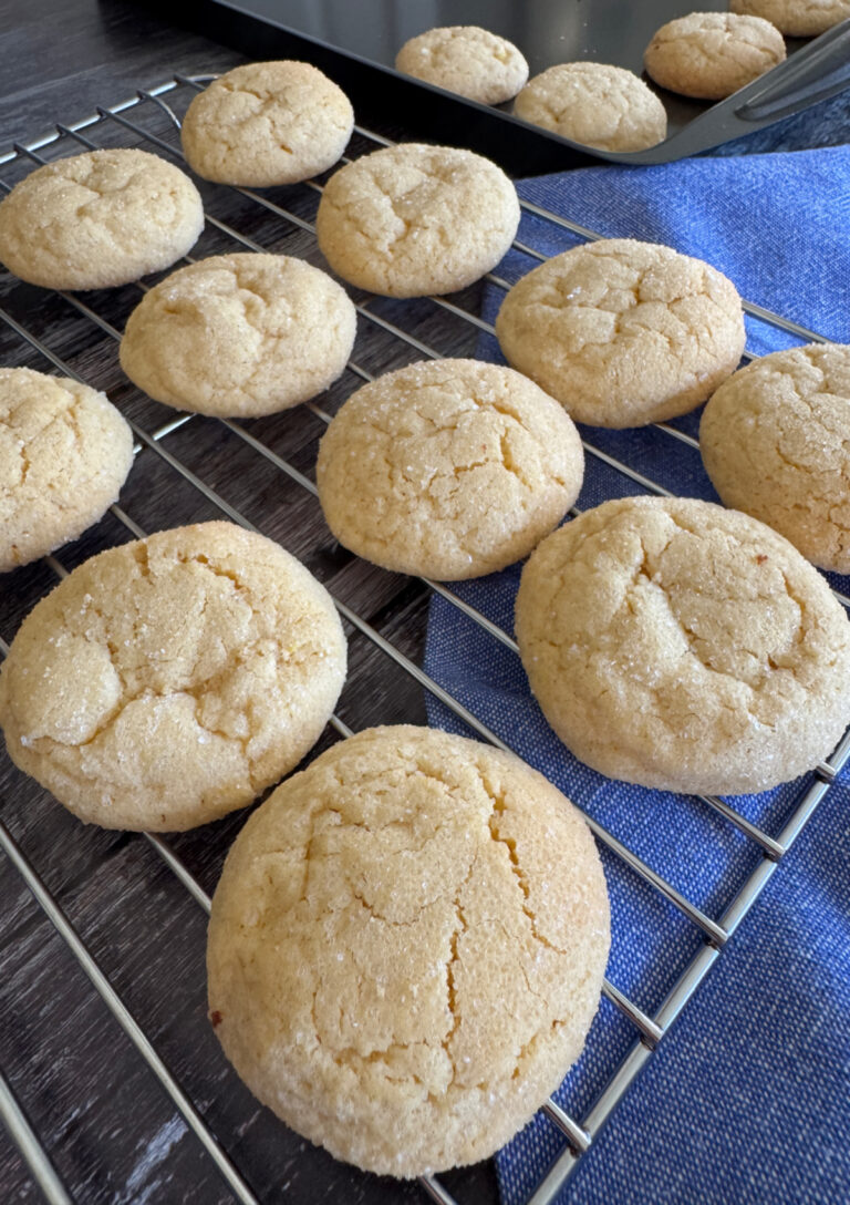 Lemon Ginger Crinkle Cookies cooling on a wire rack
